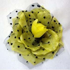  Large Rockabilly Yellow Rose Hair Clip and Pin Beauty