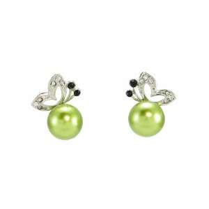  Butterfly Pearl Studs (Green) Jewelry