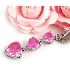 Pink CZ Heart Cell Phone Charm Strap c633 