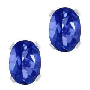   Sapphire Blue Mystic Topaz Silver Plated Brass Stud Earrings Jewelry