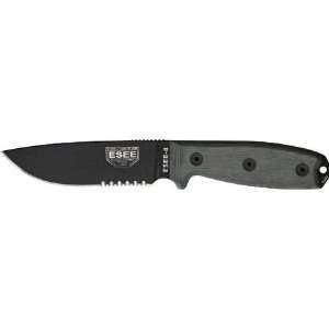  ESEE Knives 4SMB Part Serrated RC 4 Fixed Blade Knife with 