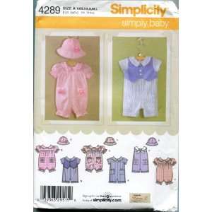  Simplicity Sewing Pattern 4289 Babies Rompers and Hats 