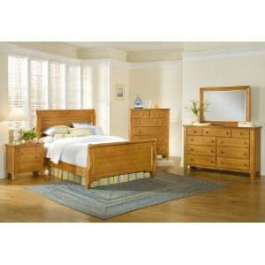   Cottage Sleigh Bedroom Set in Pinstripe Pine 800SETD