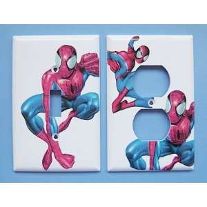 2pc New RARE Handcrafted Spiderman Superhero Light Switchplate w 