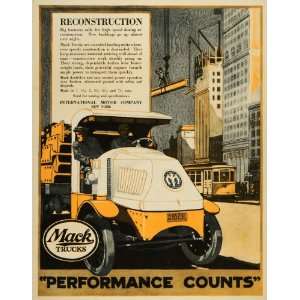 1919 Ad Mack Truck International Motor Construction Building 