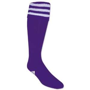  adidas 3 Stripe Soccer Socks (Pur/Wht)