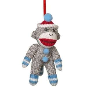  Small Sock Monkey Ornament   Blue 