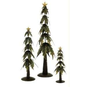 Set of 3 Holly Leaf Christmas Tree Table Top Accents 