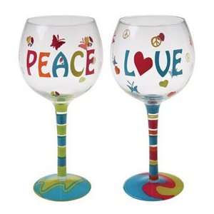  Peace N Love Wine Glasses (Set of 2)