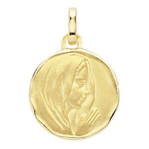  18K Yellow Gold   Virgin Mother Mary Prayer Medal Pendant 