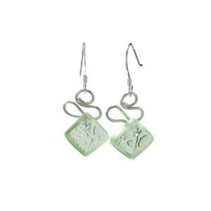    Green Depression Glass Ribbon Earrings Bottled Up Designs Jewelry