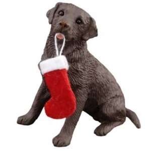  Chocolate Lab With Stocking Ornament