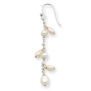  Sterling Silver White Freshwater Cultured Pearl Earrings Jewelry
