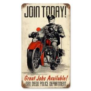  Police Motorcycle Motorcycle Vintage Metal Sign   Garage Art 