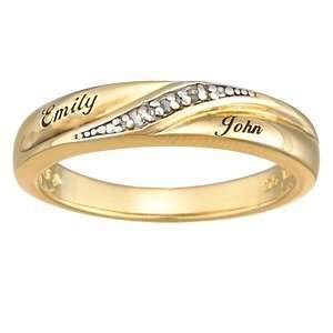   Gold over Sterling Diamond Accent Name Wedding Band, Size 5 Jewelry