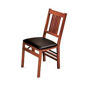  Mission Upholstered Folding Chairs (2)   Oak 