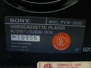Sony/ BTS PVW 2650 Betacam SP Player AS IS  