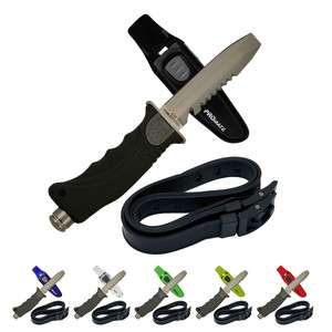 Blunt Tip Stainless Steel Scuba Diving Divers Knife with Rubber Straps 
