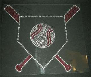 Home Plate with Bats Ball Rhinestone Iron On Transfer  