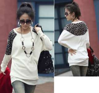 New Fashion Womens Batwing Tops Long Sleeve Casual Blouse Leopard 