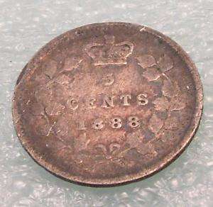 1888 Canada Canadian Nickel 5 Five CENT SILVER COIN  