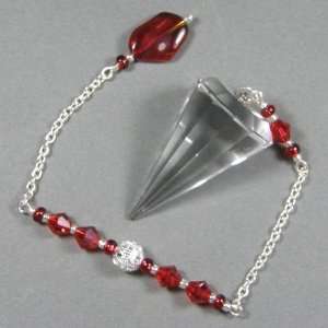   Crystal Pendulum with Red Crystal Beads, CQ290 