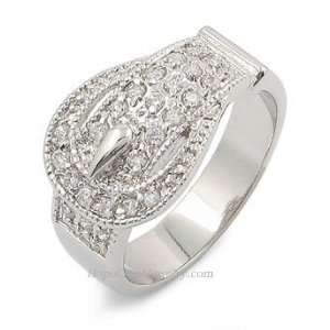    DESIGNER INSPIRED CZ RINGS   Designer Buckle Pave CZ Ring Jewelry