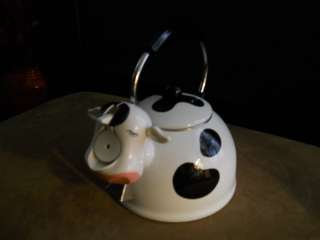 TEA KETTLE WHISTLING COW TEAPOT KAMENSTEIN MCMXCII WITH COW BELL 