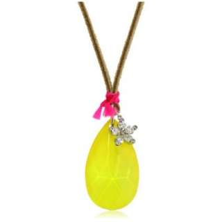 Lead Jewelry Neon Lead Teardrop Crystal Yellow Necklace   designer 