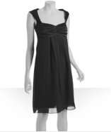 Nicole Miller black georgette cut out back dress with Balmain 