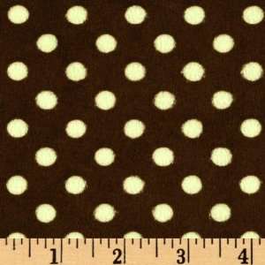  60 Wide Minky Cuddle Polka Dot Brown/Lime Fabric By The 