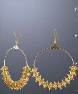 Kenneth Jay Lane gold bali beaded hoop earrings   