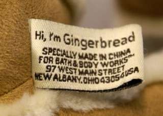 GINGERBREAD Suede Teddy Bear Plush Stuffed Animal Bath & Body Works 