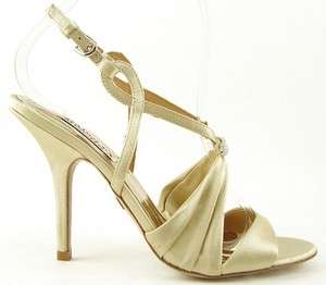 BADGLEY MISCHKA RUBY Ivory Gold WEDDING EVENING Womens Shoes Sandals 9 