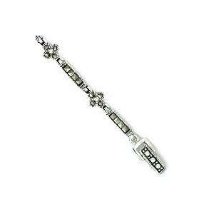  Silverflake  Flower and Bar Marcasite Bracelet Jewelry