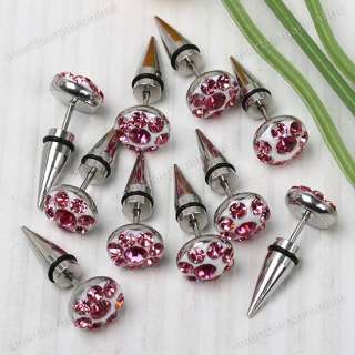   Steel Pink Czech Crystal Glass Screw Earring Ear Stud Jewelry  