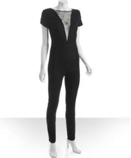 Stella McCartney black wool blend lace inset jumpsuit   up to 