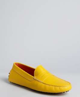 Tods yellow leather driving loafers   