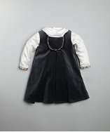   BABY grey velveteen dress and white cotton blouse set style# 318109501