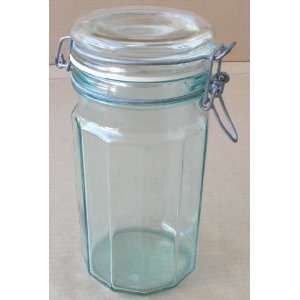  Glass Storage Jar Container with Lock Latch Lid   8 1/4 