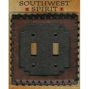  Faux LEATHER Double Light SWITCHPLATE COVER metal