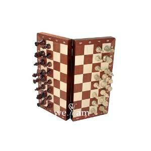  Magnetic Wooden Inlaid Travel Chess Set Toys & Games