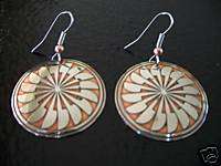 Feather Shield Earrings/Silver Nickel/Copper Inlay New  