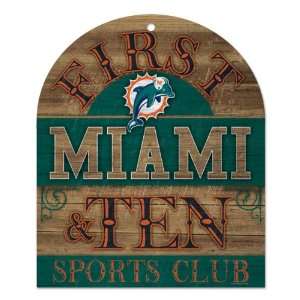  Miami Dolphins First & Ten Wood Sign