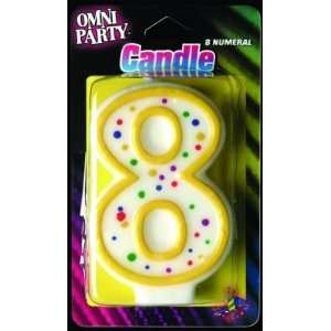 Omni Party Numerical Candle 8 Year Shaped (6 Pack)