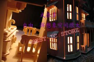 wooden puzzle dollhouse 21 doll wood villa 6 rooms kit  