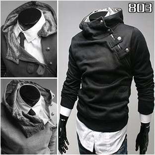 Korean Fashion Mens Slim Sexy Top Designed Rider Style Hoodie Jacket 