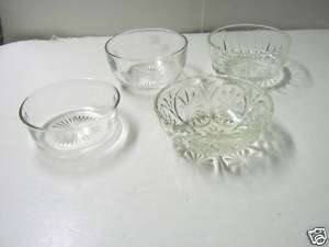 Vintage Clear Glass Dessert Bowls All Different  