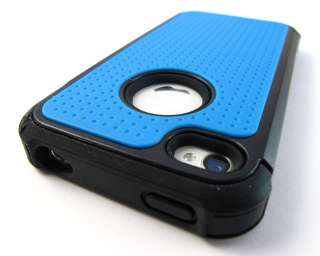 BLUE IMPACT TRIPLE COMBO HARD SOFT CASE COVER APPLE IPHONE 4 4S 