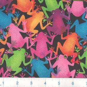  45 Wide Funny Frogs Rainbow Fabric By The Yard Arts 